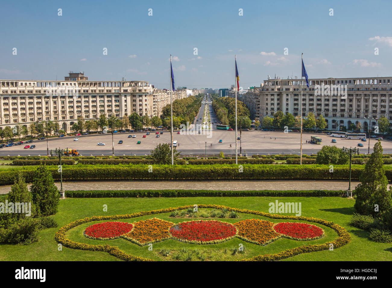 Roumanie, Bucarest ville, boulevard Unirii de bâtiment du Parlement européen Banque D'Images