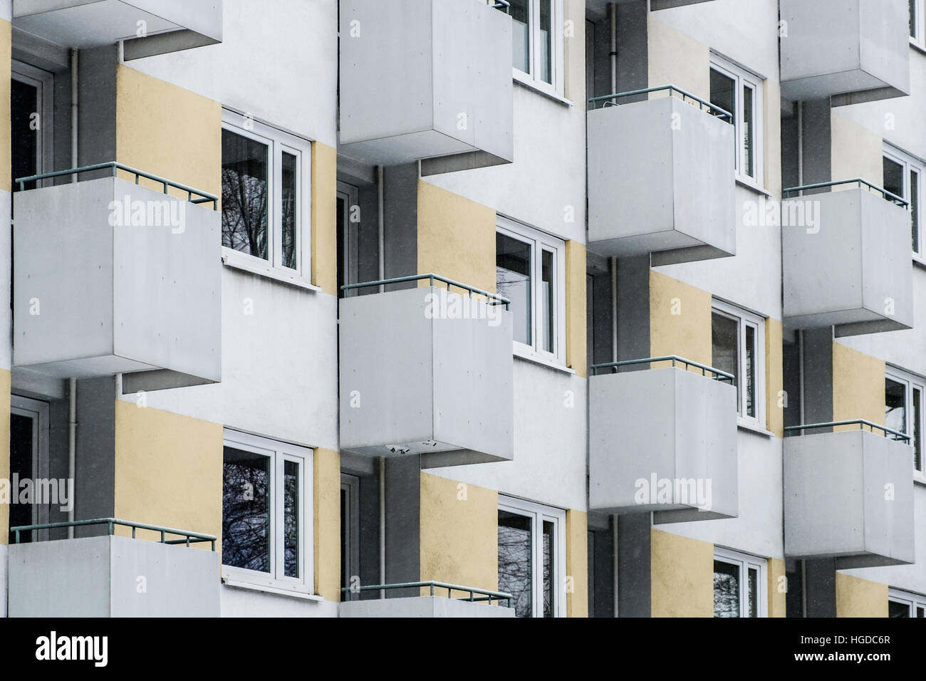 La façade de l'immeuble, appartement d'extérieur de bâtiment Banque D'Images
