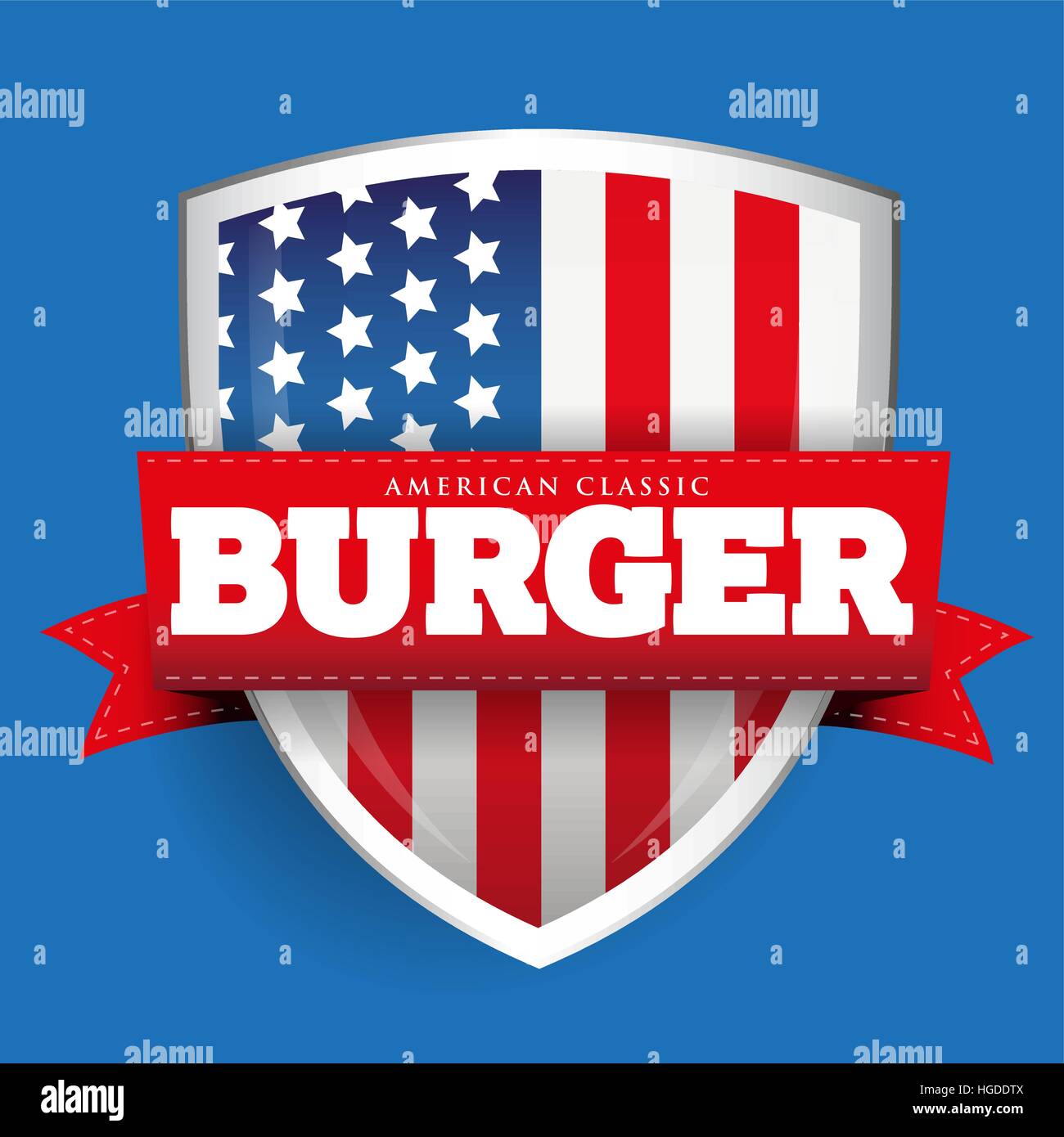 Burger vintage protection avec drapeau USA Illustration de Vecteur