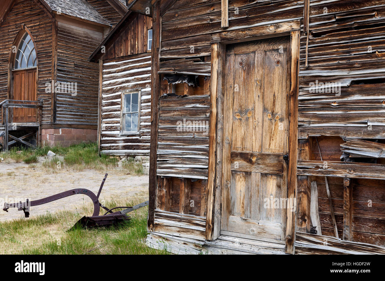 Tm00039-00..MONTANA - bâtiments historiques à Bannack State Park. Bannack préservé est une ville de la ruée vers l'or à partir de l'années 1860. Banque D'Images