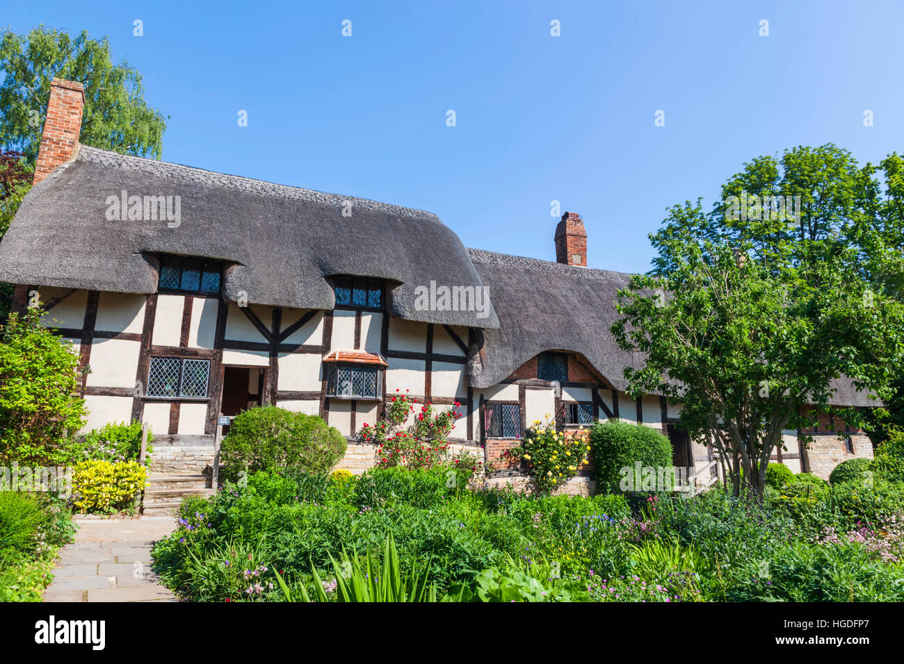 L'Angleterre, dans le Warwickshire, Cotswolds, Stratford-Upon-Avon, Anne Hathaway's Cottage Banque D'Images