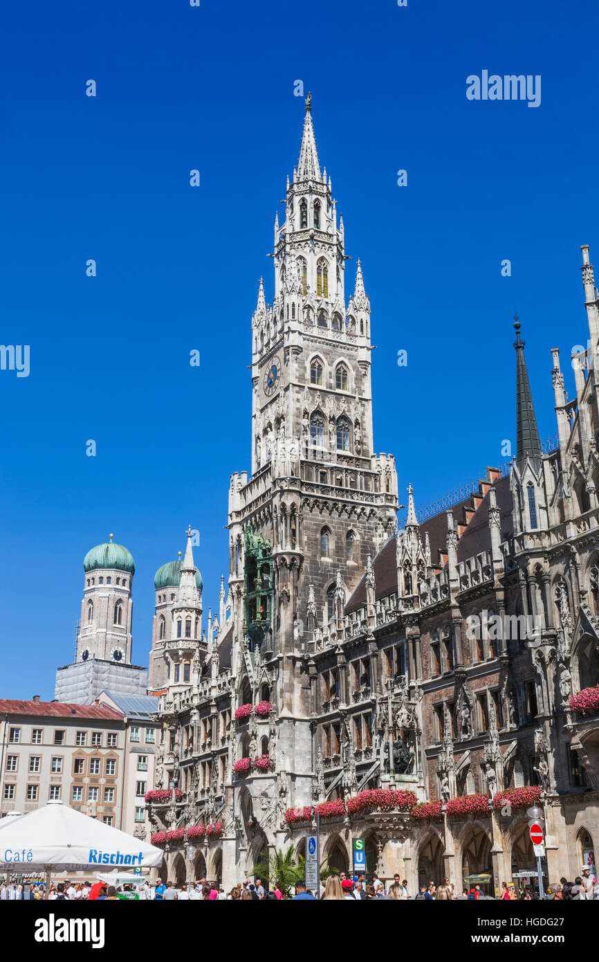 Germany, Bavaria, Munich, Marienplatz, l'hôtel de ville Banque D'Images
