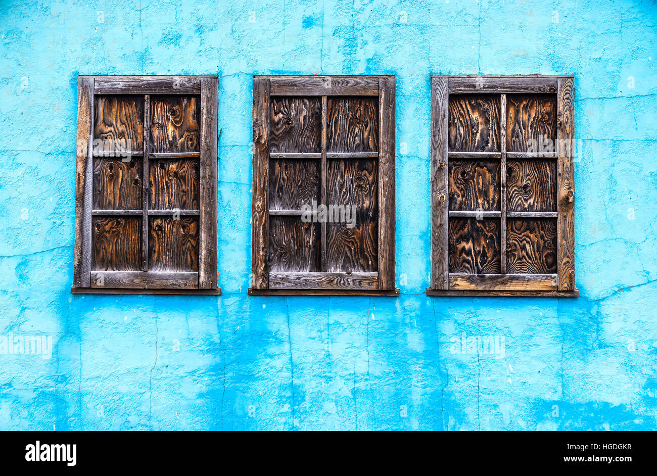 WY02004-00...WYOMING - Mur avec des fenêtres le long du mormon Road dans le Grand Teton National Park. Couleur du mur a été modifiée dans Photoshop. Banque D'Images