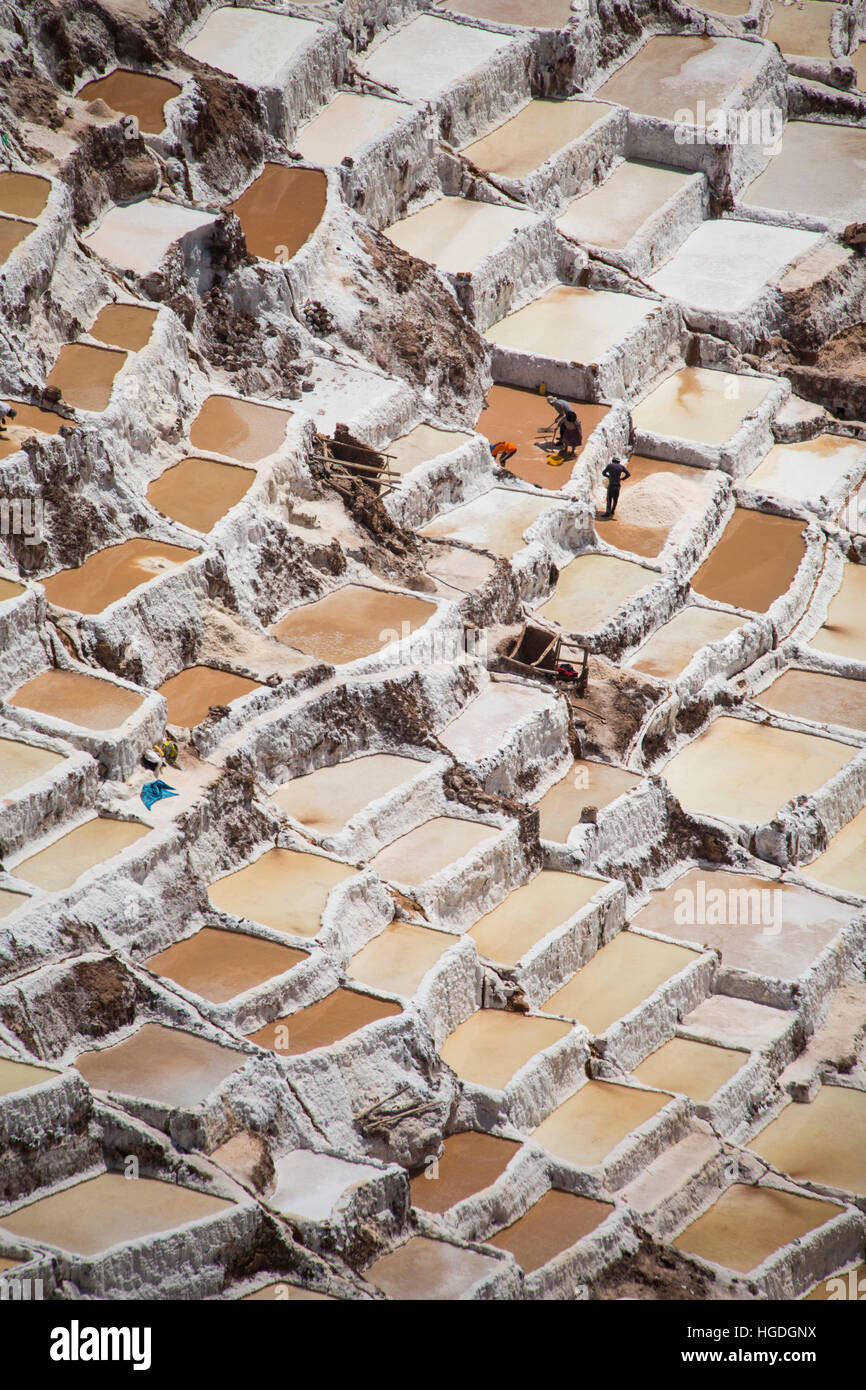 Terrasses de sel de Maras, Banque D'Images