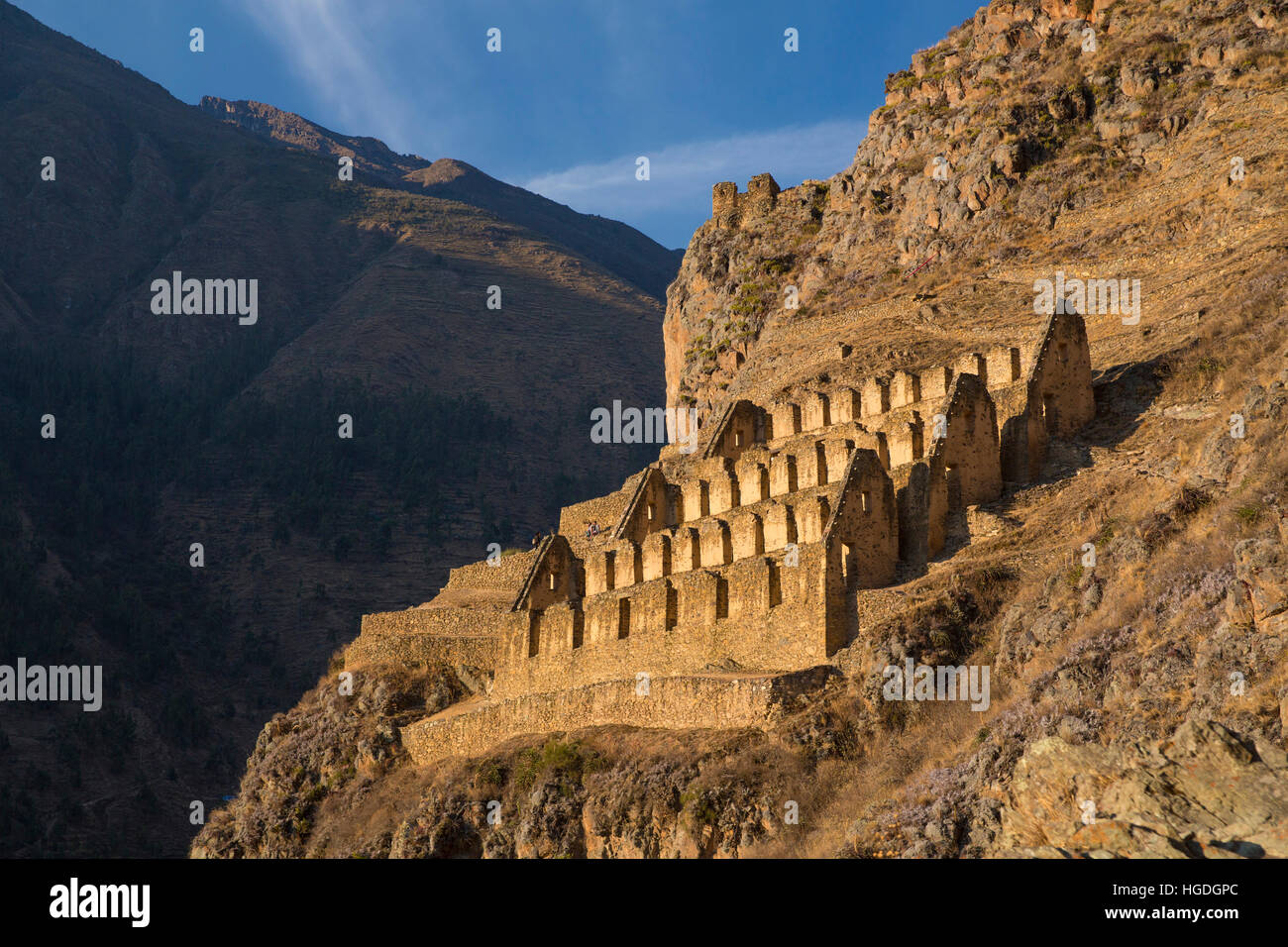 Les ruines Inca de Ollantaytambo, complexe Banque D'Images