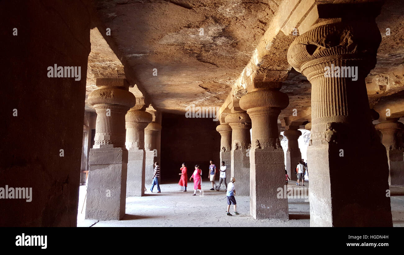 Grottes d'Elephanta, Mumbai Banque D'Images