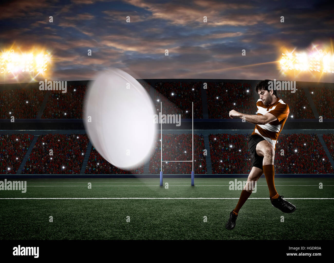 Un stade de rugby avec un ballon Banque de photographies et d’images à ...