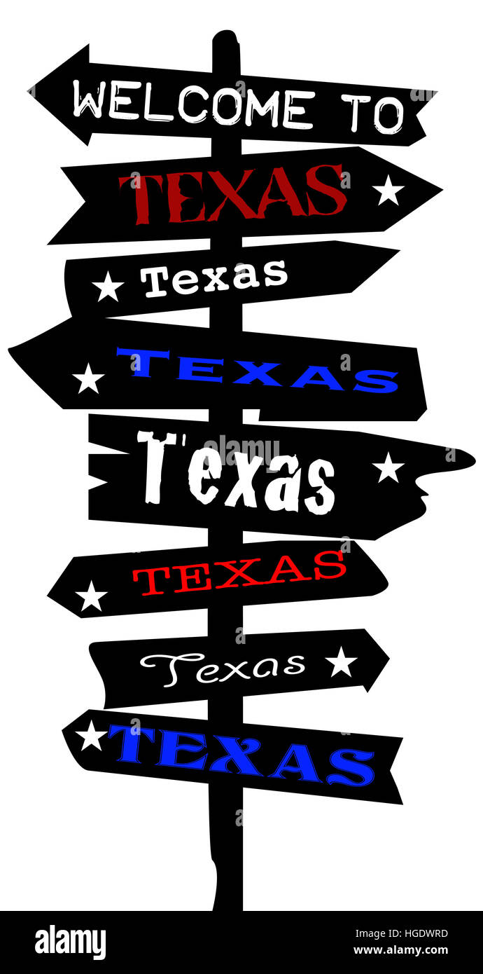La silhouette d'un post signé pointent tous vers le Texas isolé sur fond blanc Banque D'Images La silhouette d'un post signé pointent tous vers le Texas isolé sur fond blanc Banque D'Images