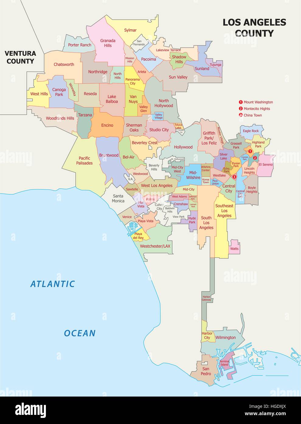 Los angeles carte administrative Illustration de Vecteur