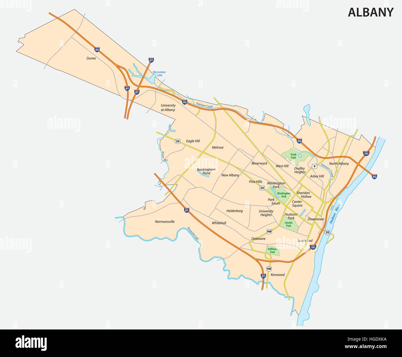 Plan de Albany la capitale de l'État de New York, États-Unis Illustration de Vecteur