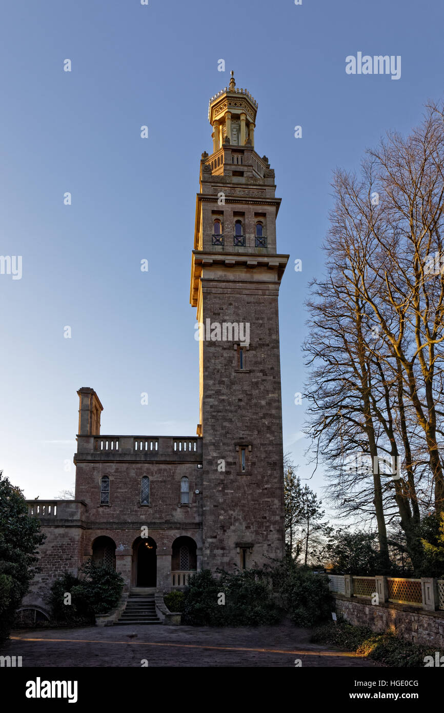 Beckford's Tower & néo-classique de 120 pieds de la maison à l'italienne avec portico 1827 terminé - l'architecte Henry Edmund Goodridge Banque D'Images