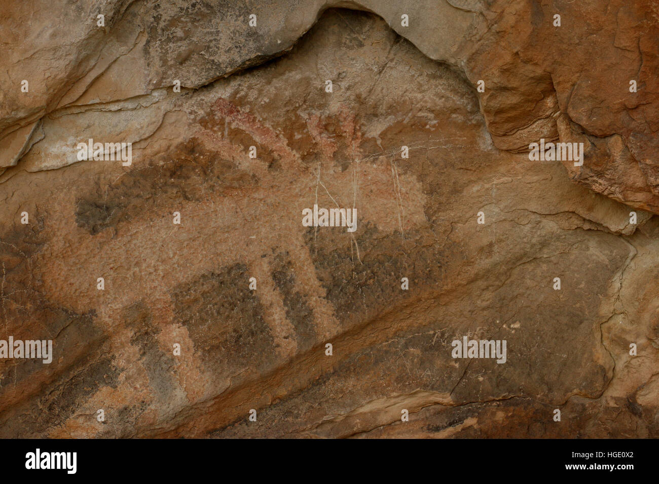 Vandalisme Dommages sur les rochers de grès de pétroglyphes Dinosaur National Monument Utah Banque D'Images