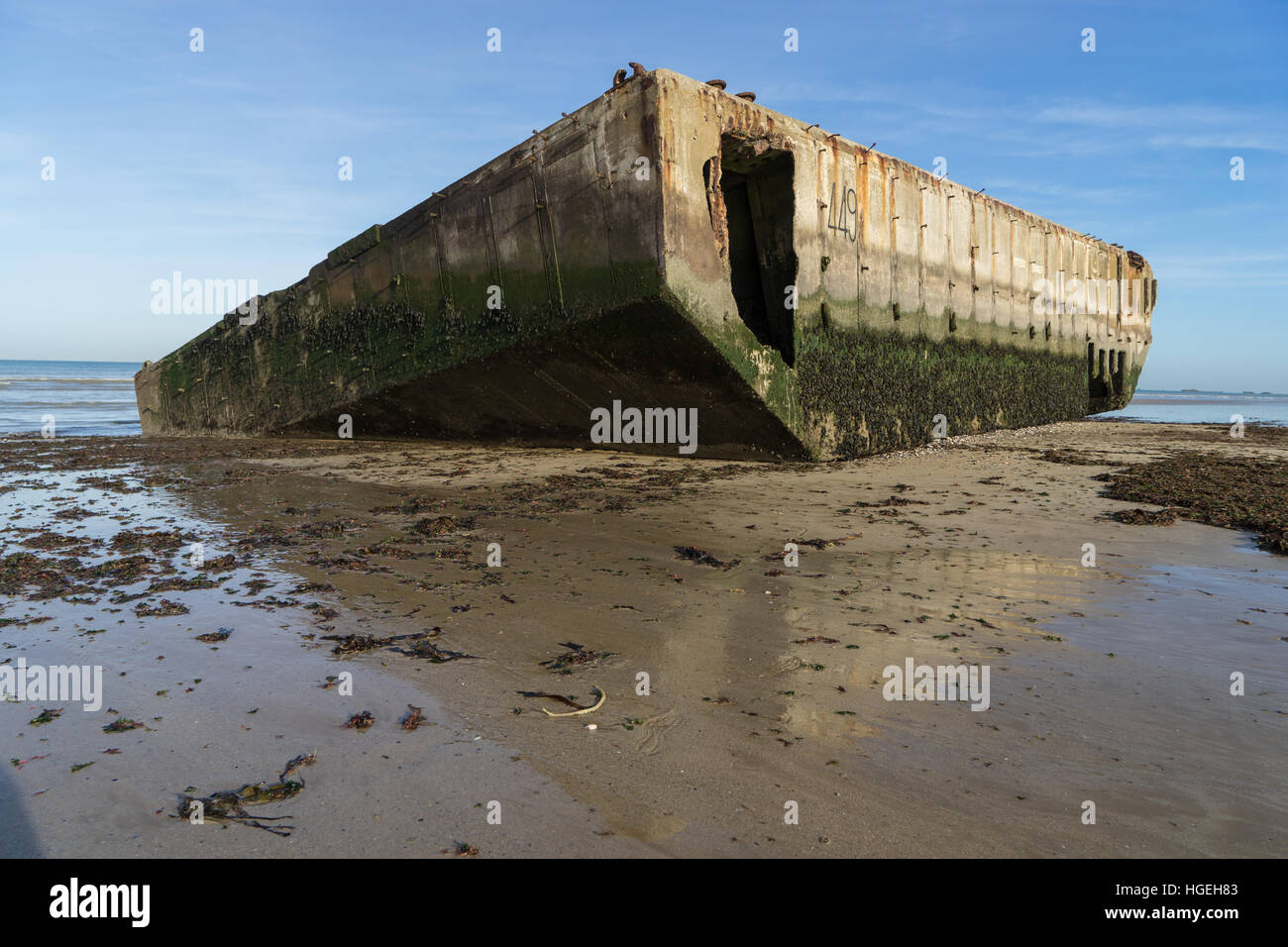 La Seconde Guerre mondiale, 2 port Mulberry à Arromanches, Normandie, France Banque D'Images