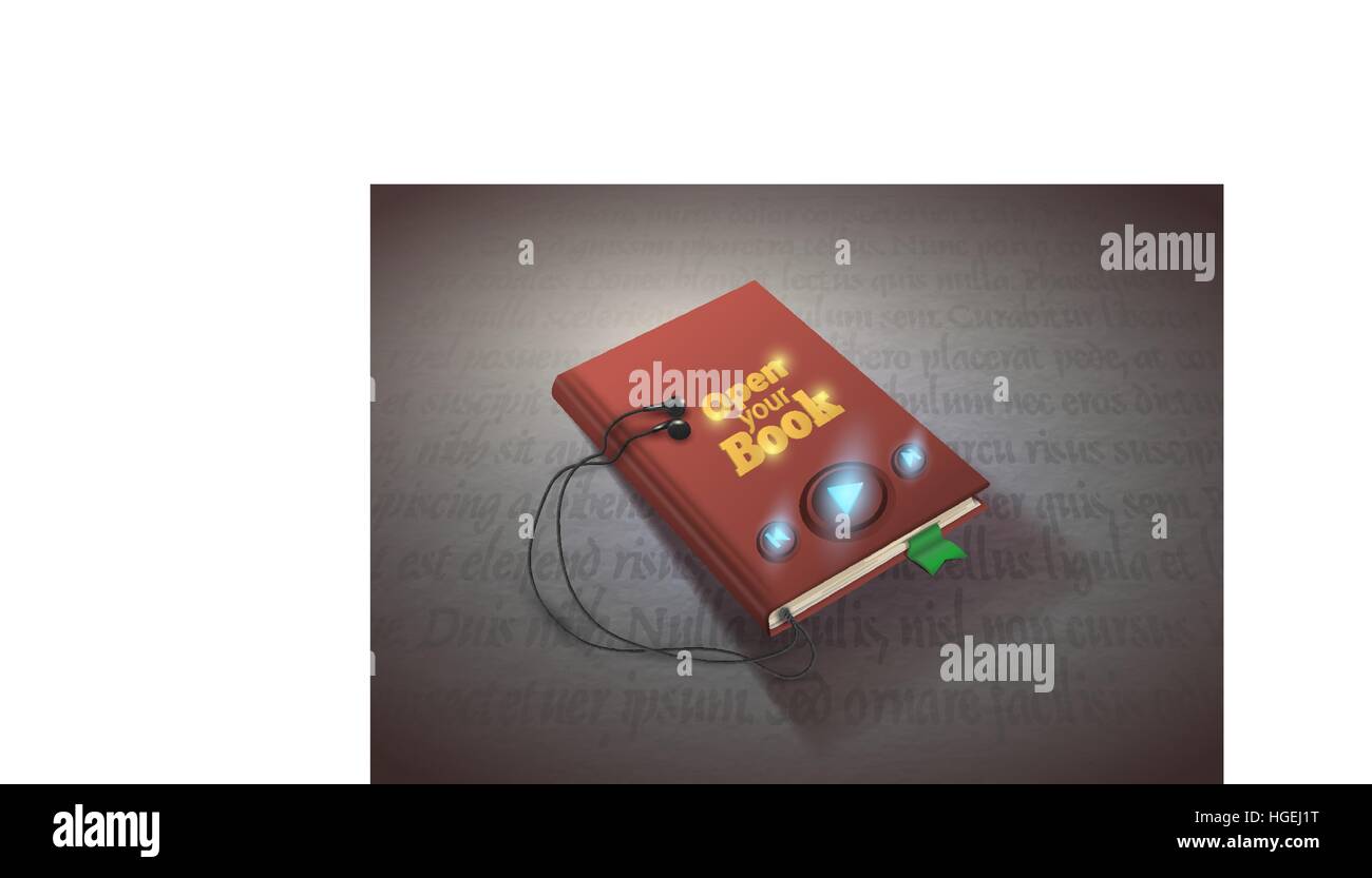 Concept de livre audio avec casque, vector illustration Illustration de Vecteur