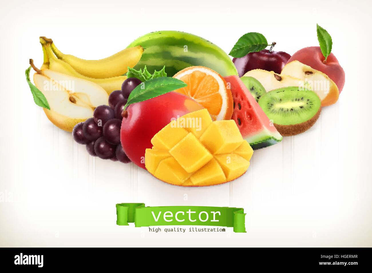 Les mangues et les fruits juteux, vector illustration isolé sur fond blanc Illustration de Vecteur