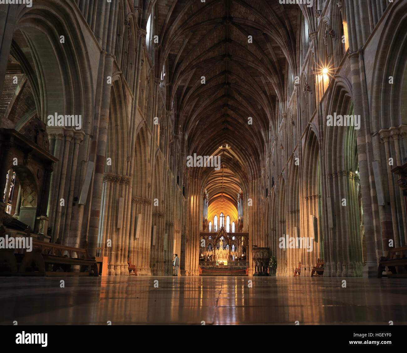 Intérieur de la cathédrale de Worcester, Worcestershire, Angleterre, Royaume-Uni. Banque D'Images