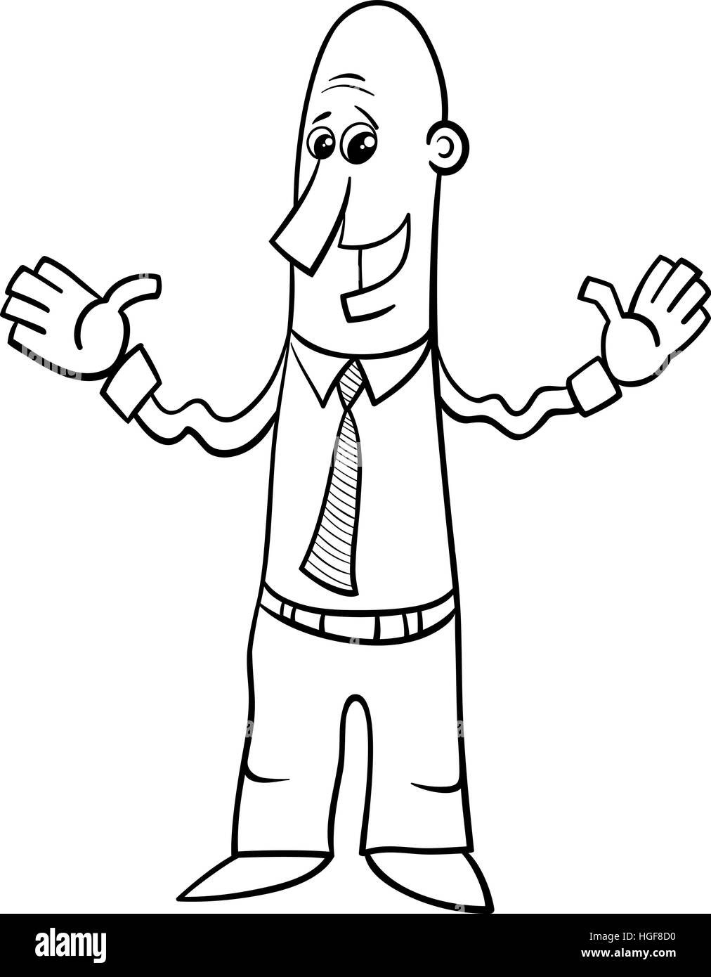Illustration Cartoon noir et blanc de l'homme ou homme d'image à caractère Illustration de Vecteur