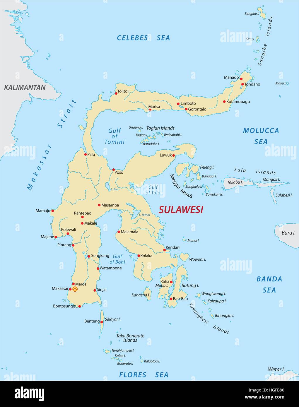 carte de Sulawesi Illustration de Vecteur