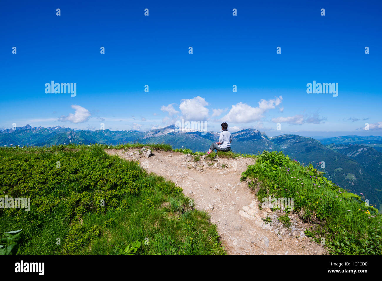 Randonnées dans les Alpes d'Allgäu Banque D'Images