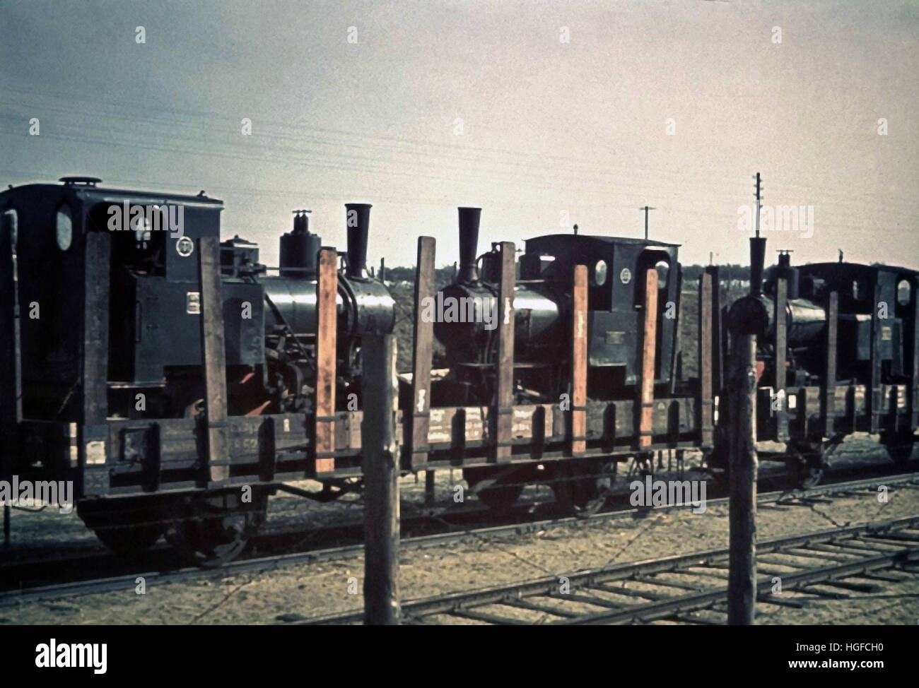 Ghetto de Lodz, Litzmannstadt, un train avec de petites locomotives, Pologne 1942, World War II, Banque D'Images
