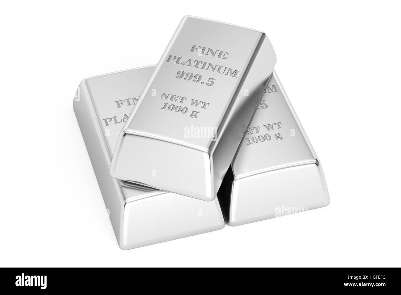 Barres de platine, rendu 3D isolé sur fond blanc Banque D'Images