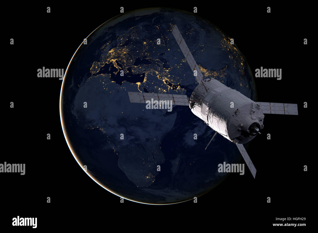 Vaisseaux Cargo - Le véhicule de transfert automatique sur la planète Terre. Éléments de cette image fournie par la NASA. Banque D'Images
