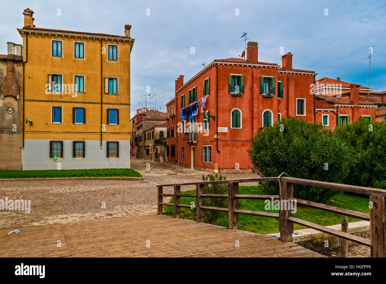 Italie Vénétie Venise Île St. Elena Viale Piave Banque D'Images