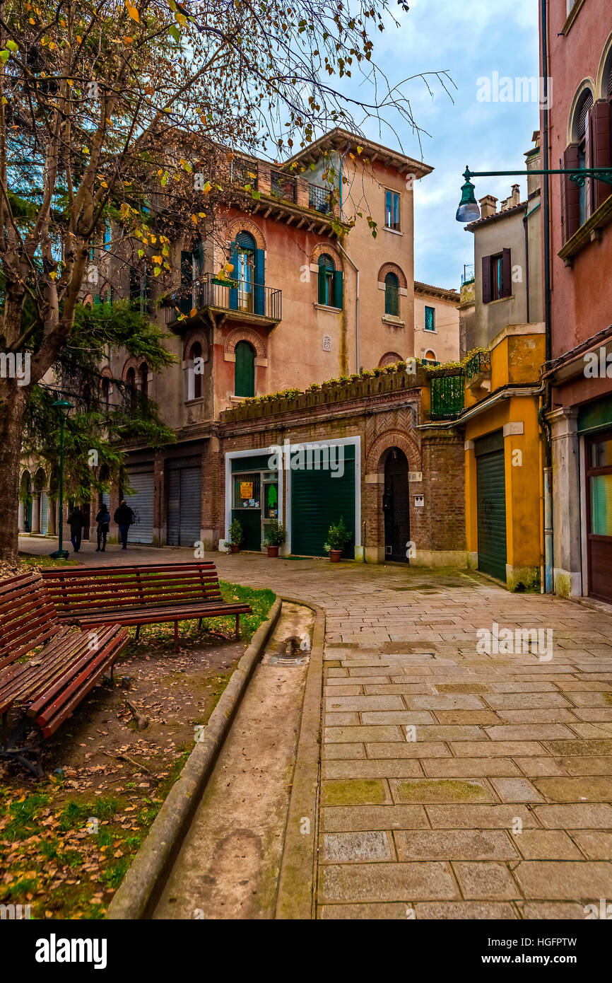 Italie Vénétie Venise Campo Stringari Île Elena St. Banque D'Images