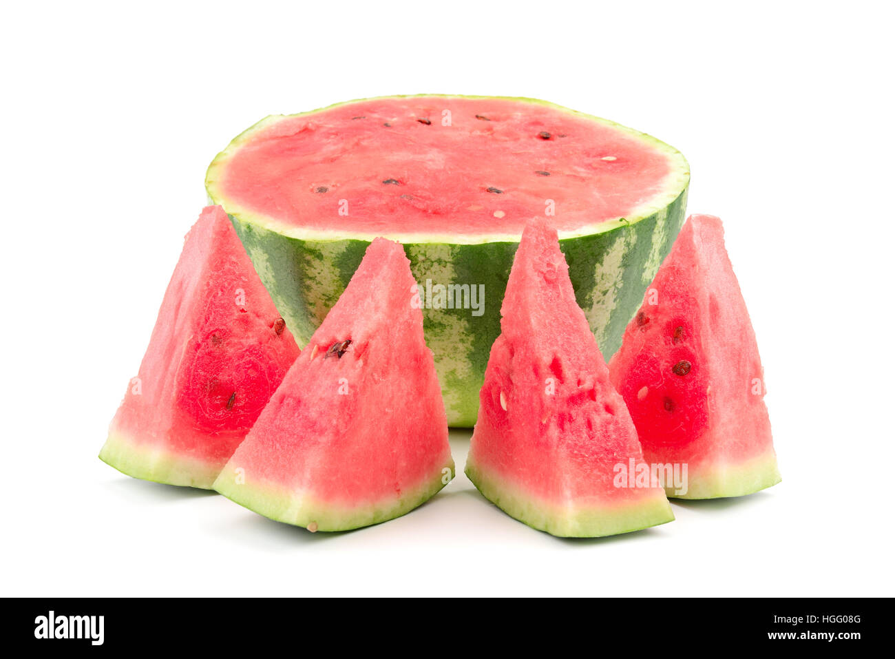 Couper le melon d'isolé sur fond blanc Banque D'Images