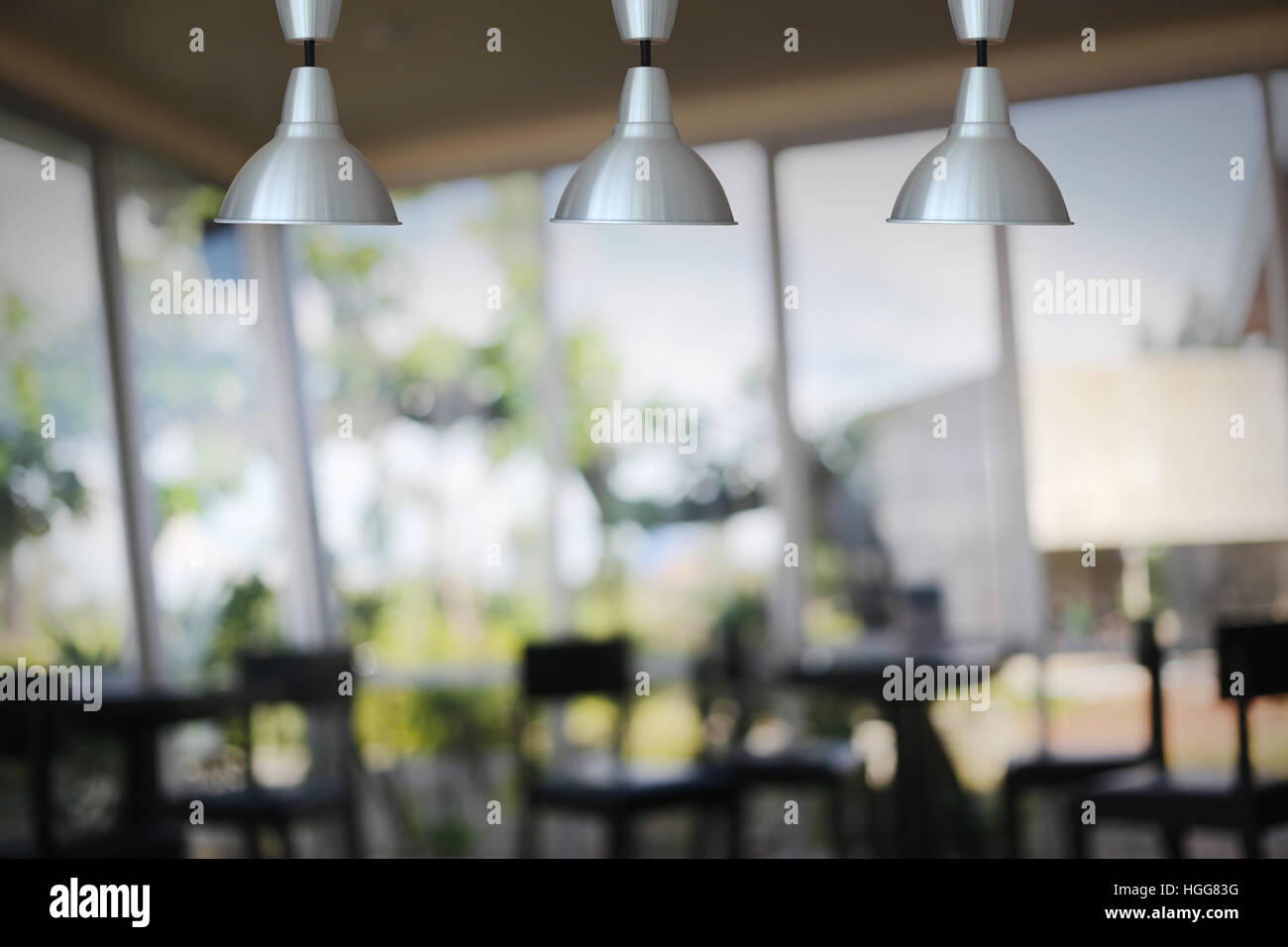 L'argent des lampes modernes dans un restaurant,concept de l'intérieur avec des lumières. Banque D'Images