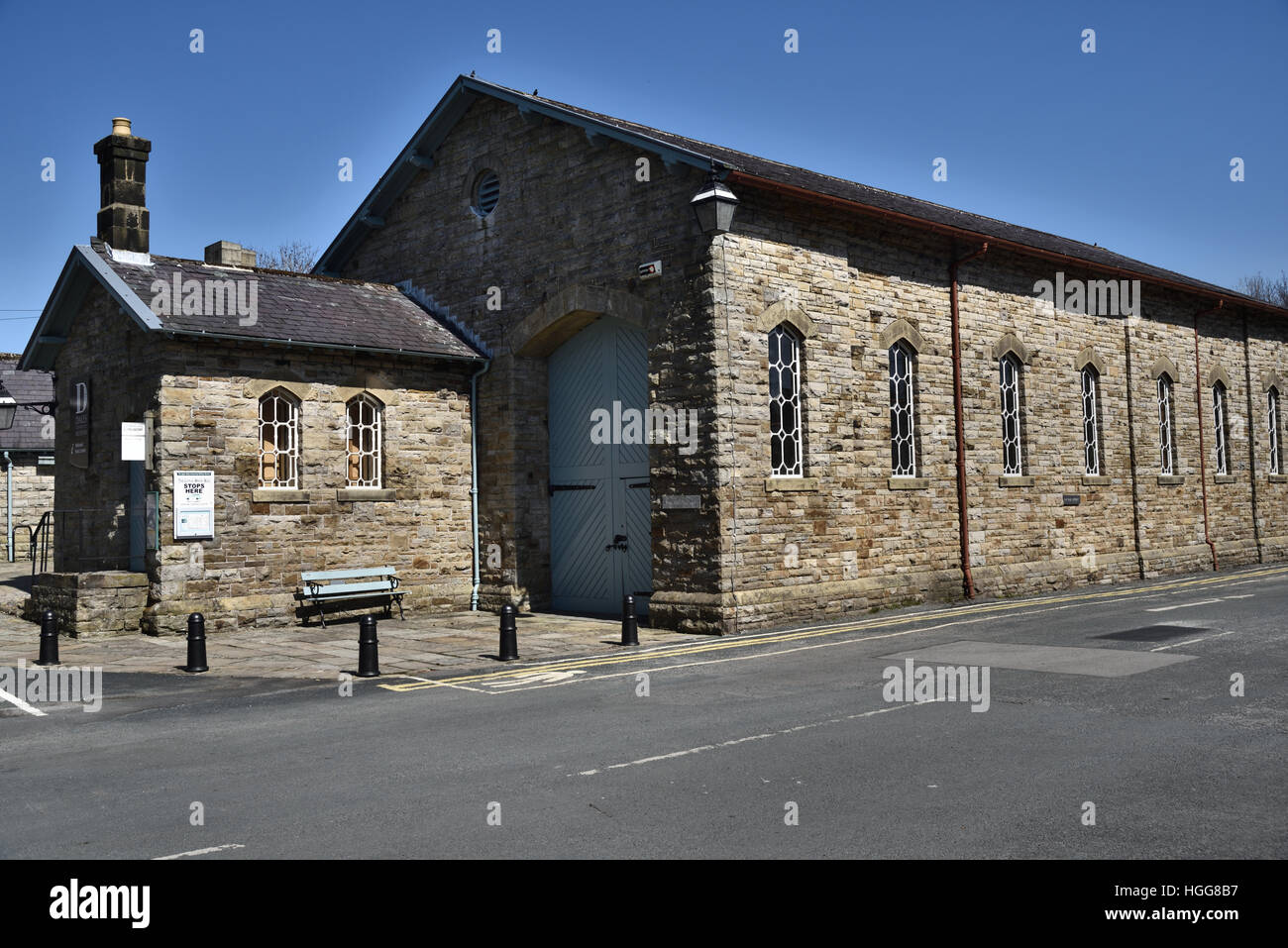 Hawes ancien hangar de marchandises par chemin de fer. Wensleydale, Yorkshire Dales National Park, North Yorkshire, Angleterre, Royaume-Uni. Banque D'Images