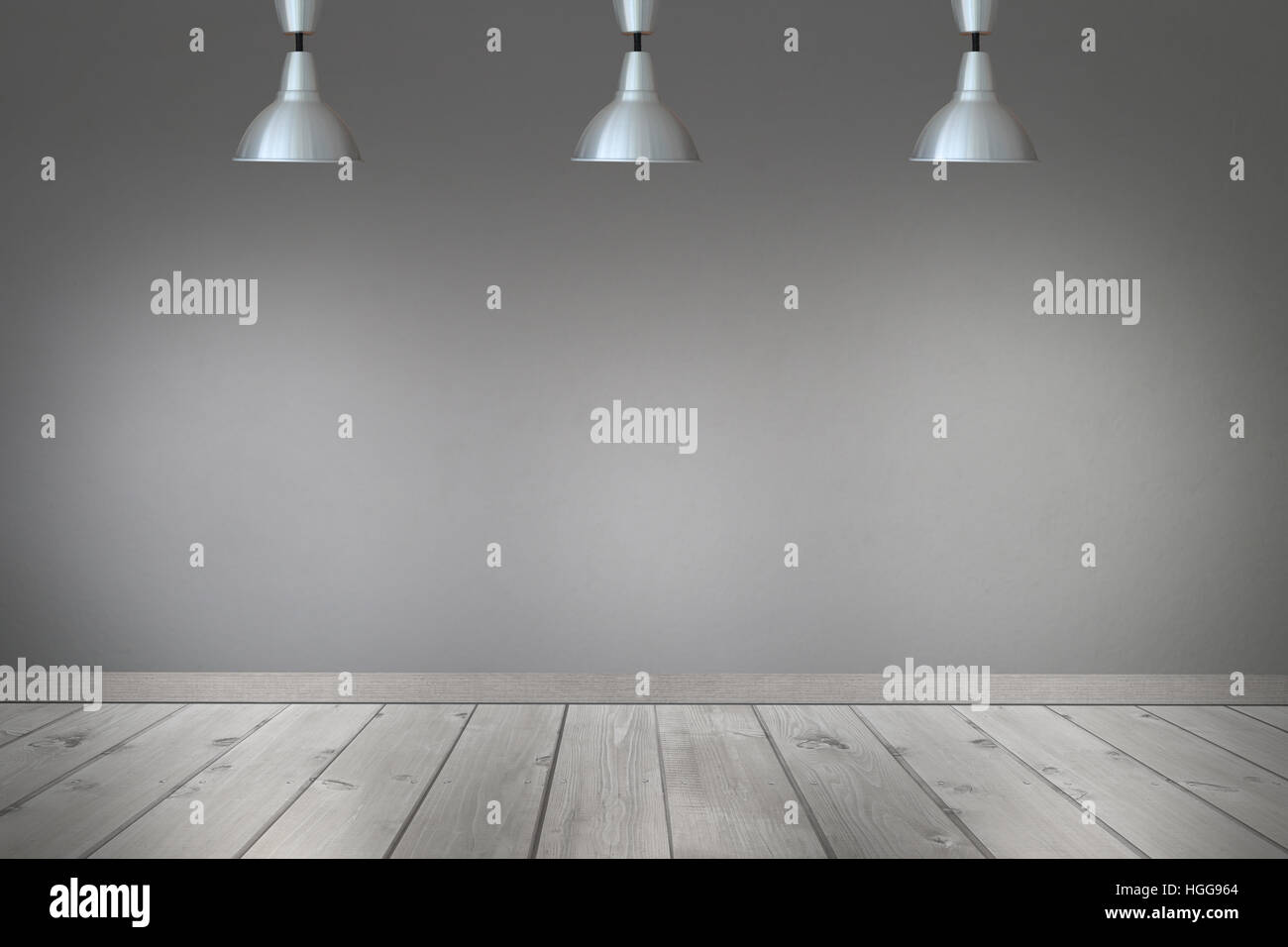 La lumière au plafond dans la chambre et la lumière qui se reflète sur le mur et le plancher avec du ciment gris wall background. Banque D'Images