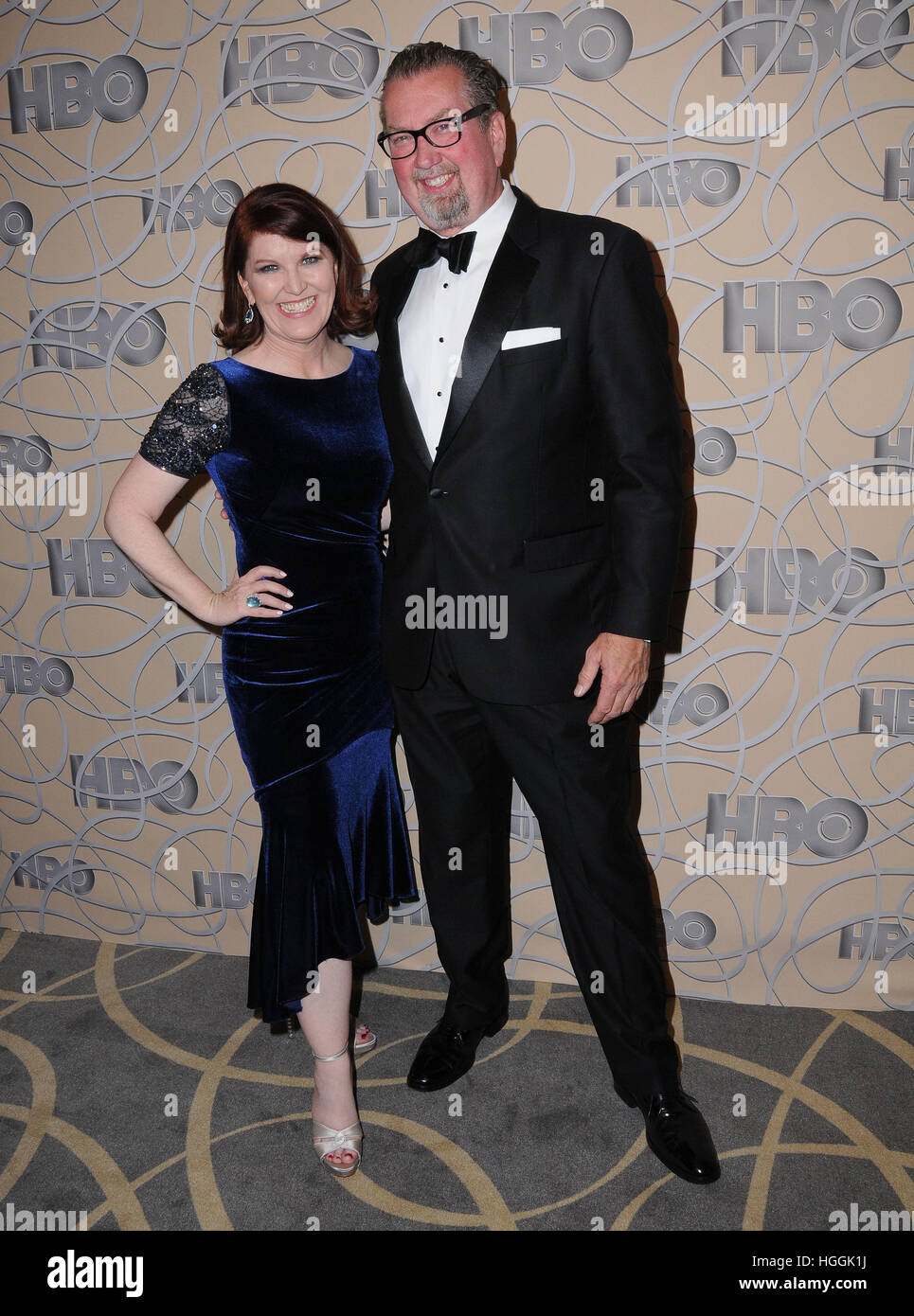 Los Angeles, USA. 8 janvier, 2017. Kate Flannery, Chris Haston à HBO's Official 2017 Golden Globe Awards After Party qui a eu lieu au Beverly Hilton Hotel à Beverly Hills. Credit : Birdie Thompson/AdMedia/ZUMA Press, Inc./Alamy Live News Banque D'Images