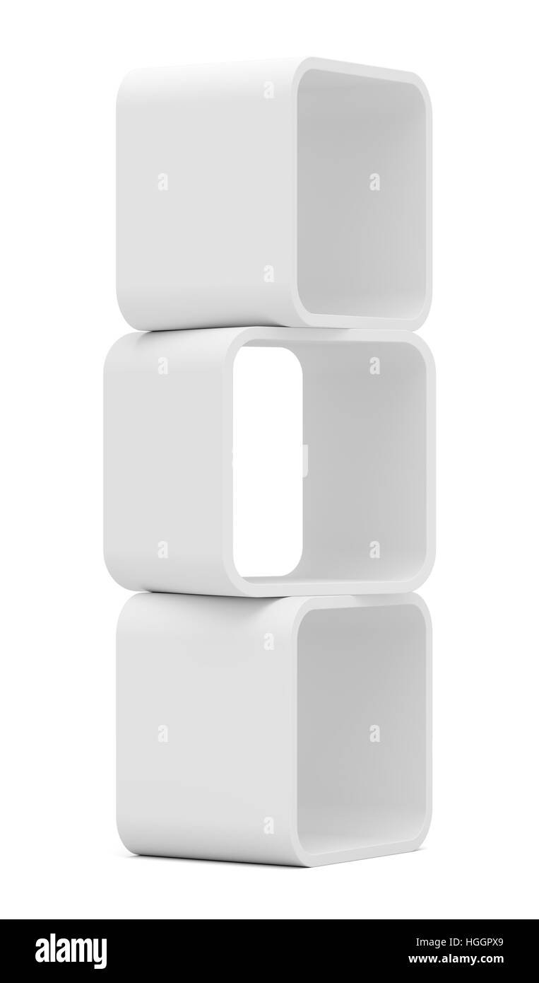 Vitrine arrondi blanc vide. Isolé Banque D'Images