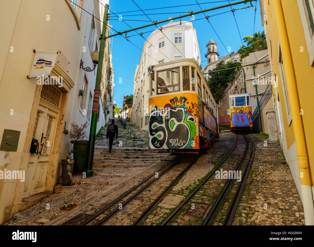 Portugal, Lisbonne, vue de la Laure funiculaire. Banque D'Images