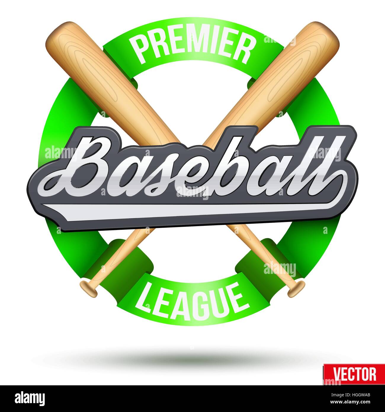 Cercle Baseball label. Tag avec du ruban et des chauves-souris. Symbole sportif et la mascotte. Vector illustration isolé sur fond blanc. Illustration de Vecteur