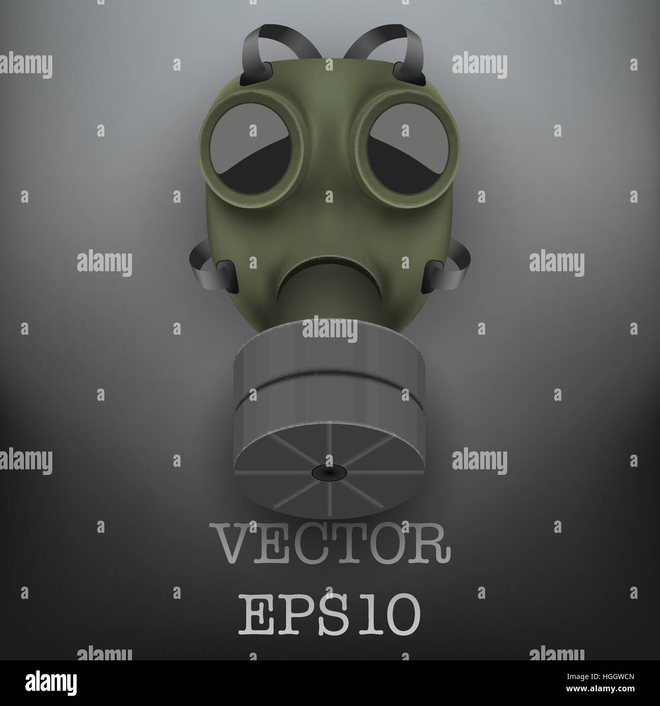 Arrière-plan de masque à gaz militaire avec un filtre. L'équipement de l'armée. Editable Vector illustration Illustration de Vecteur