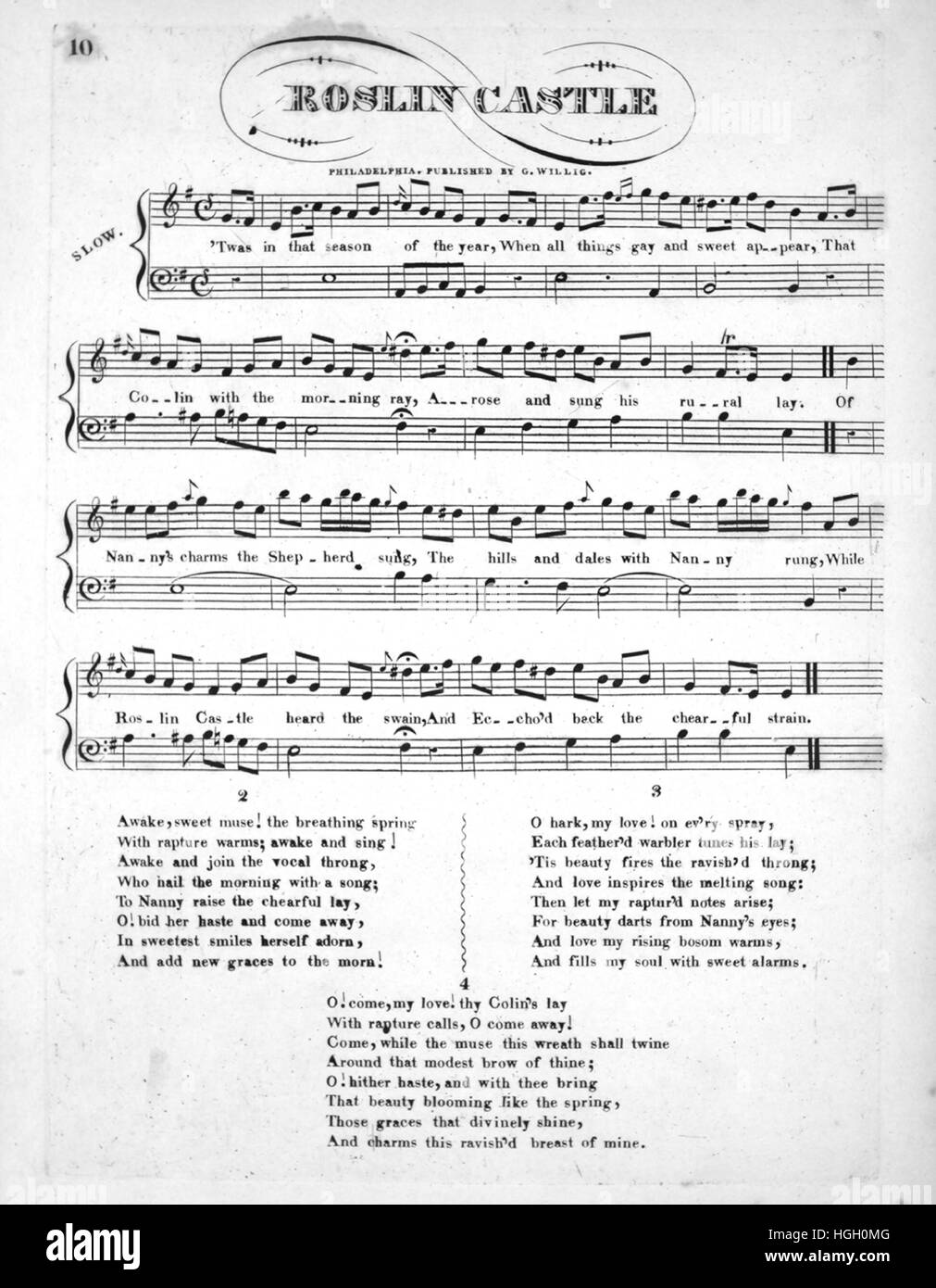 Sheet Music image de couverture de la chanson 'Château', avec Roslin auteur  original note lire 'na', United States, 1900. L'éditeur est répertorié  comme "G. Willig', la forme de composition trophique', 'est  l'instrumentation