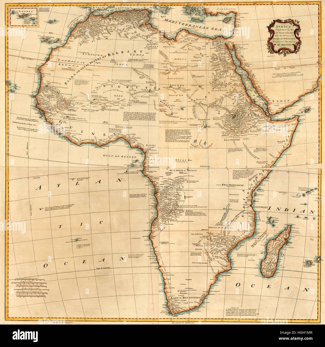 Carte de l'Afrique 1766 Banque D'Images