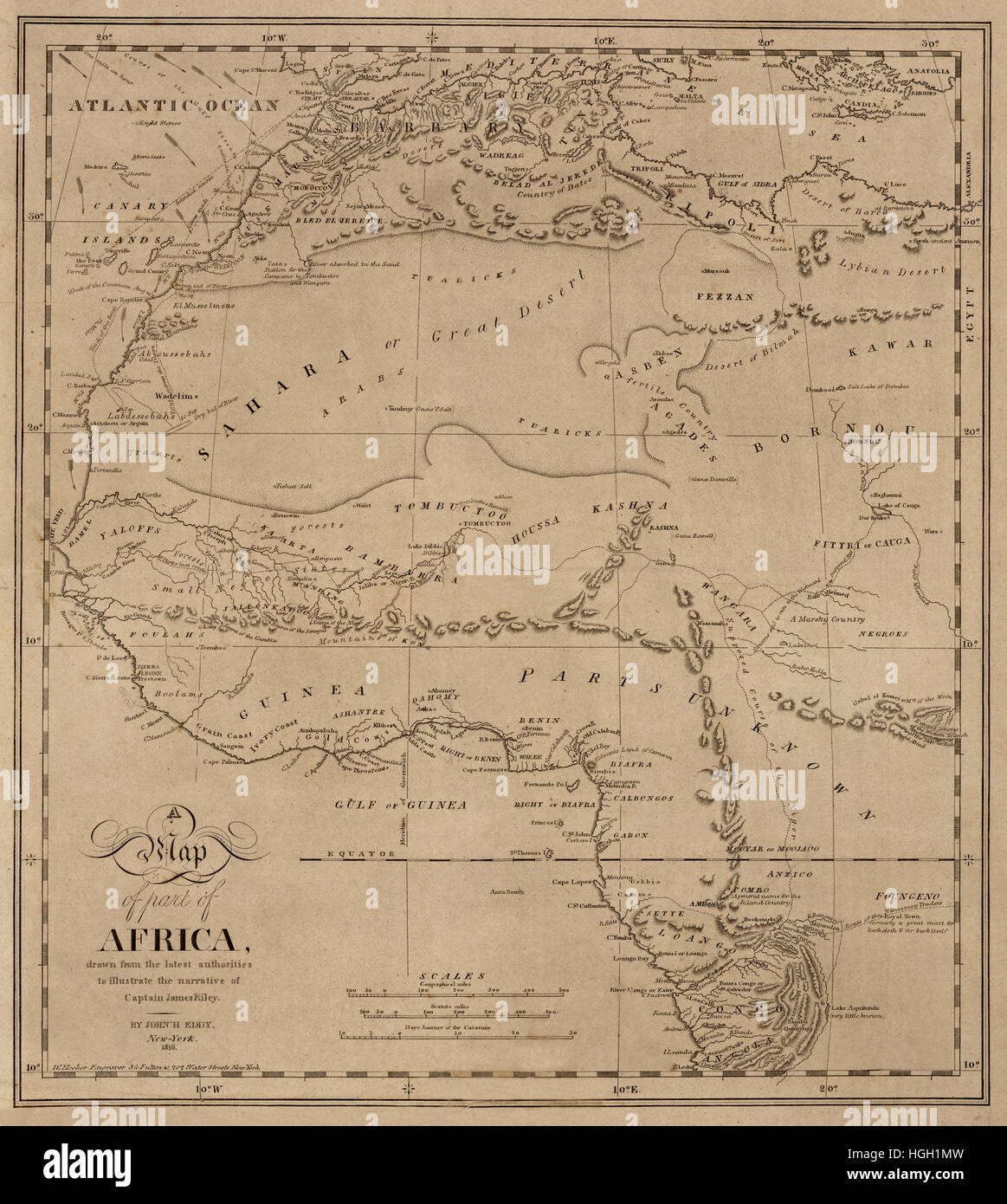 Carte de l'Afrique 1816 Banque D'Images Carte de l'Afrique 1816 Banque D'Images