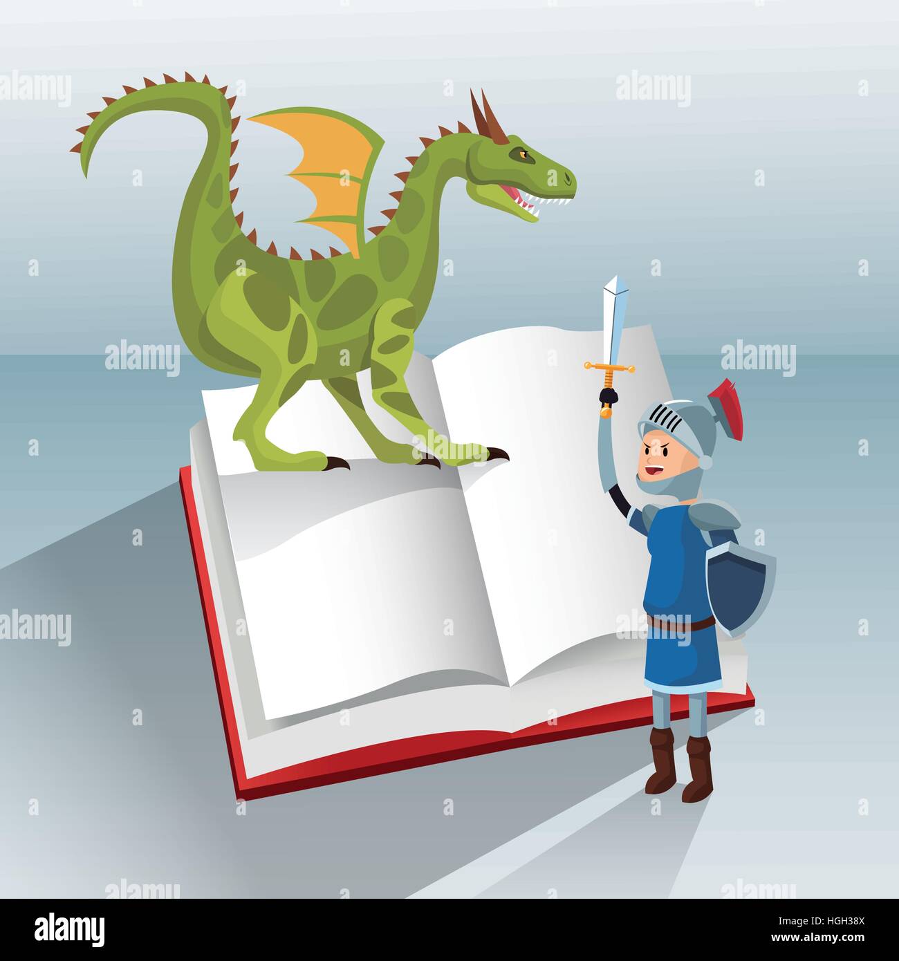 Chevalier Dragon tale livre fantasy Illustration de Vecteur