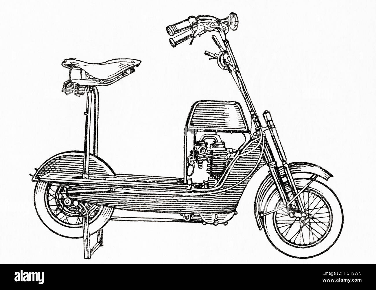 Un scooter de moteur Postler 1920. De Meyers lexique, publié en 1924. Banque D'Images