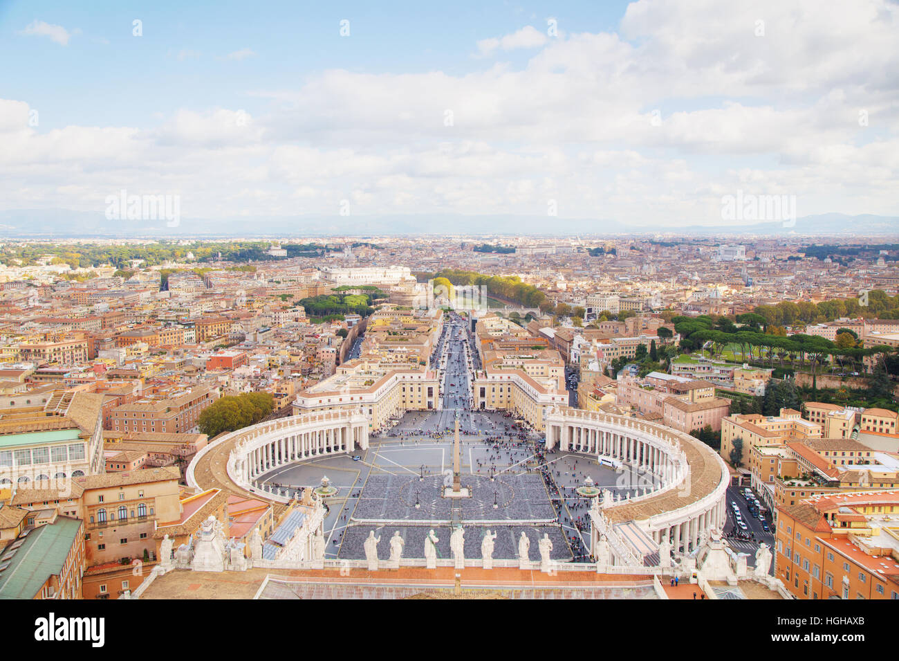 Vue aérienne de Rome comme vu à partir de la Basilique Papale de Saint Pierre Banque D'Images