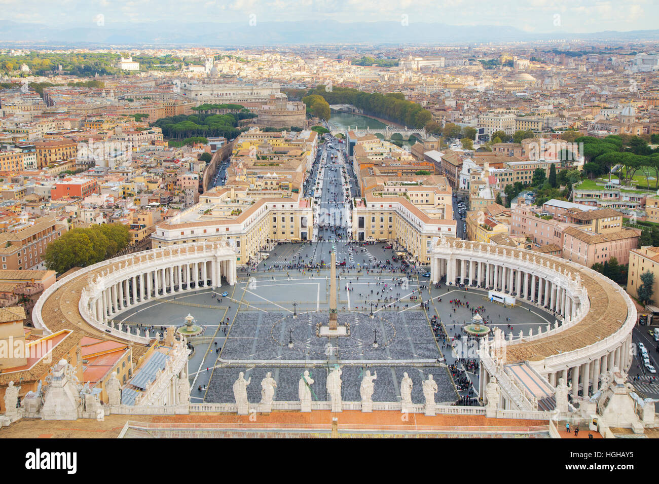 Vue aérienne de Rome comme vu à partir de la Basilique Papale de Saint Pierre Banque D'Images