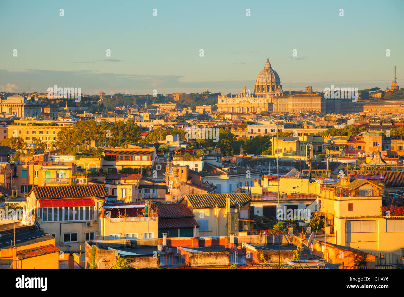 Vue aérienne de Rome avec la Basilique Papale de Saint Pierre Banque D'Images