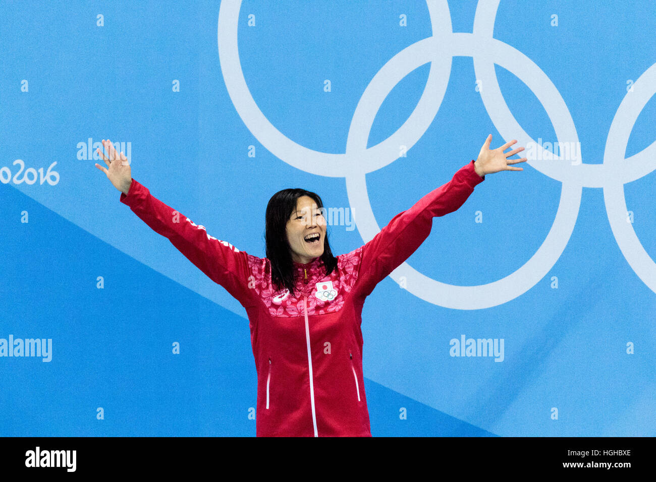 Rio de Janeiro, Brésil. 11 août 2016. Régie Kaneto (JPN) vainqueur du 200 m brasse Femmes à la finale des Jeux Olympiques d'été de 2016. ©PAUL J. Sutt Banque D'Images