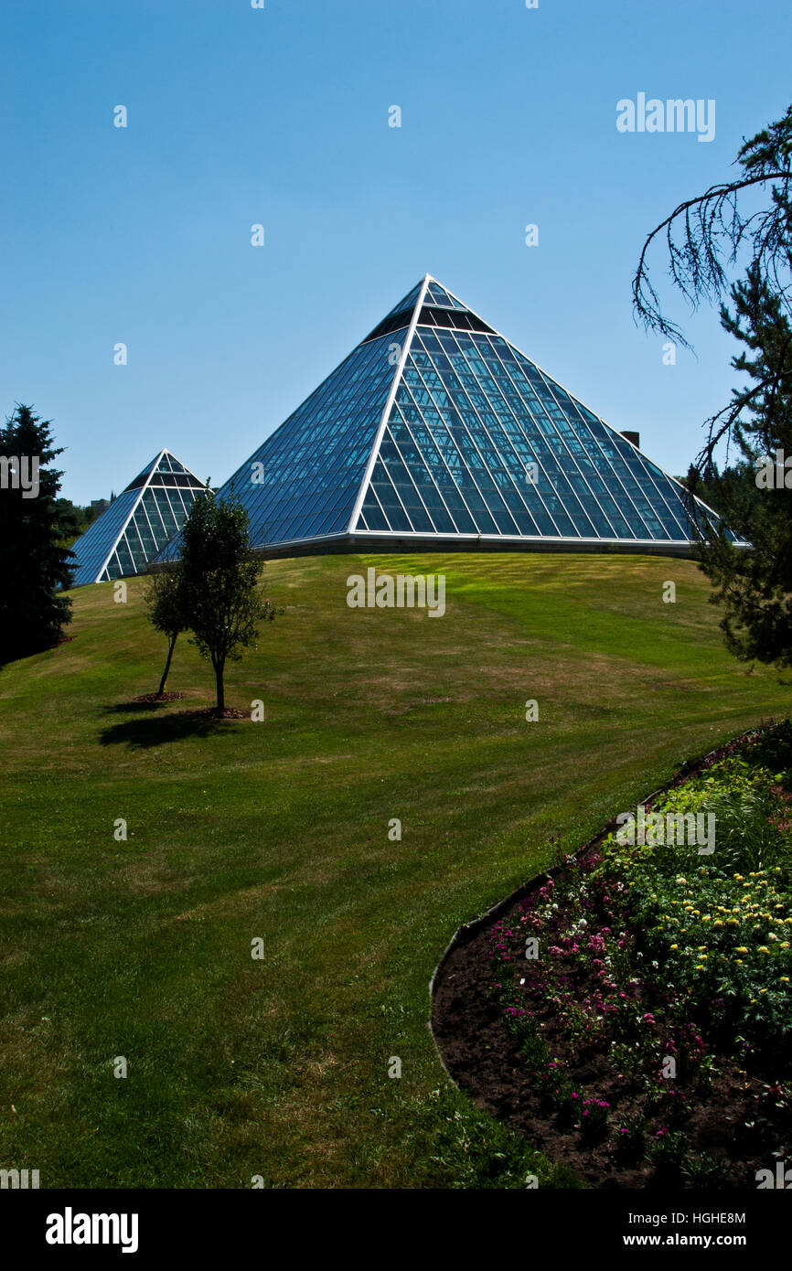 Cette image montre le Muttart Conservatory, un jardin botanique à Edmonton, Canada Banque D'Images