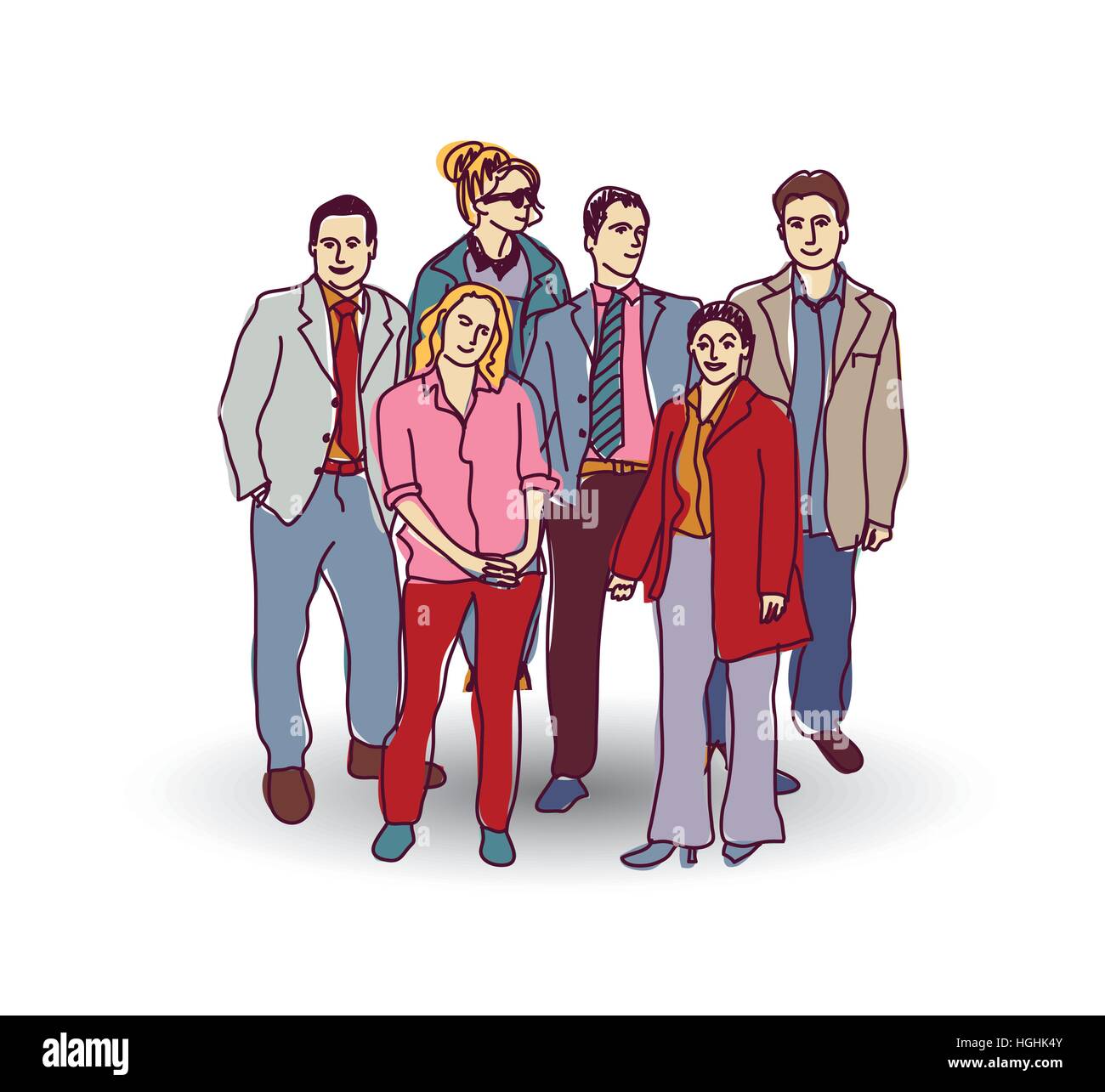 Groupe de l'équipe Entreprises de personnes de couleur. Illustration vecteur de couleur. Spe8 Illustration de Vecteur