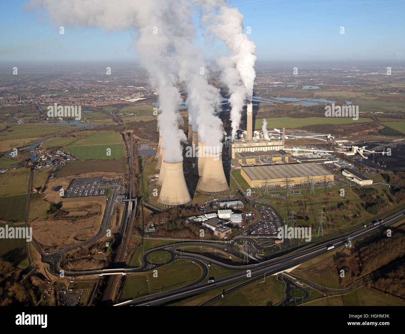 Vue aérienne de Ratcliffe Power Station, Nottingham, Royaume-Uni Banque D'Images