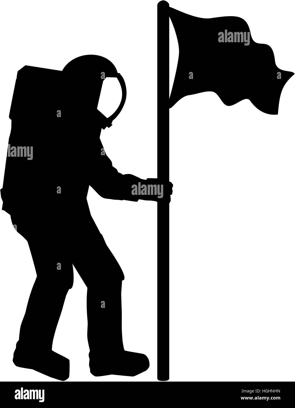 Silhouette d'astronaute avec drapeau Banque D'Images